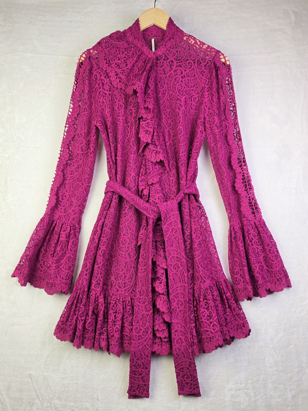 Free‎ People Dreams of You Lace Mini Dress Womens Small Raspberry Magenta